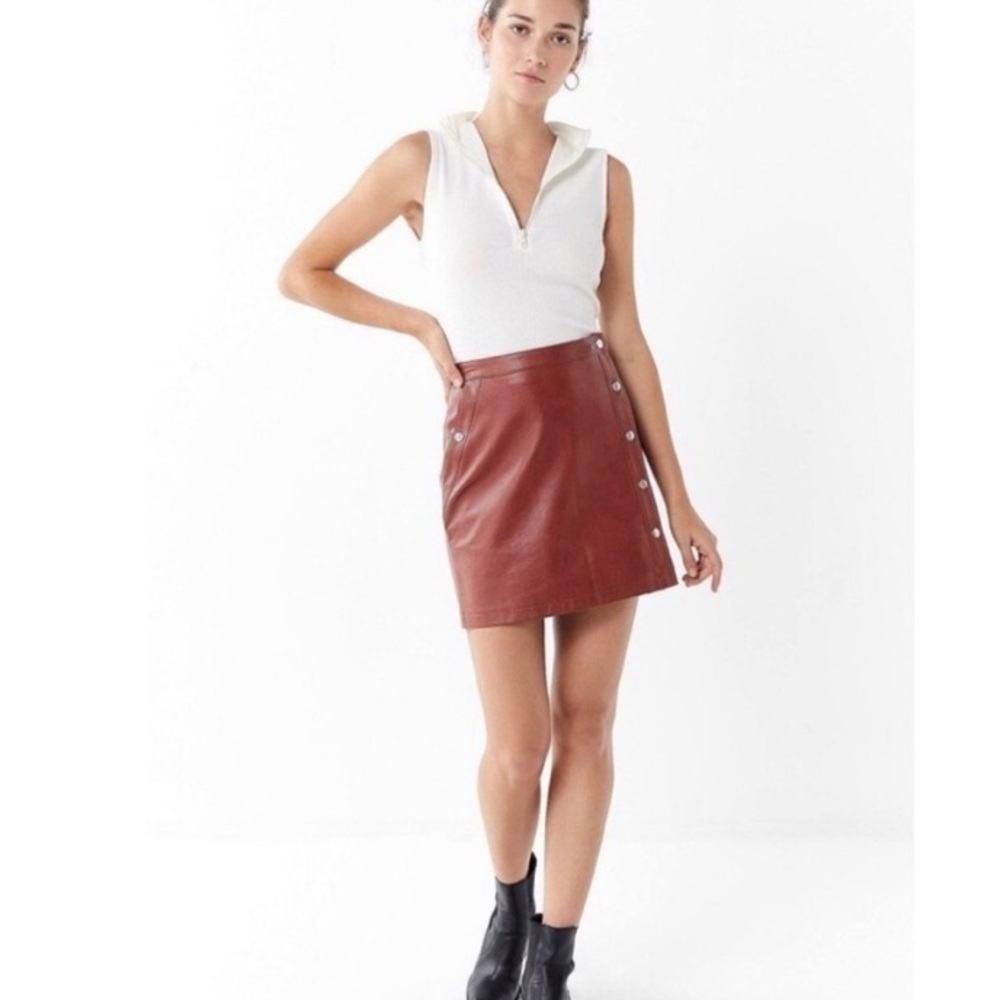 Urban Outfitters Terra Cotta Faux leather skirt size 6 NWT